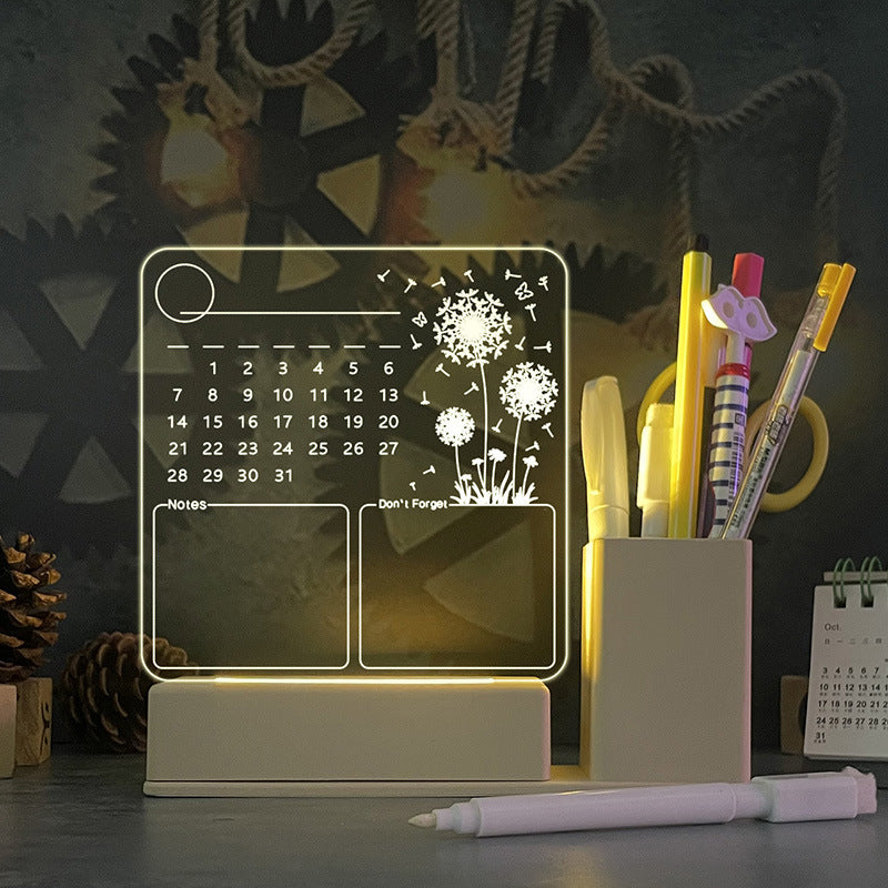 Tablero Calendario Acrílico con Luz LED – Decoración Escritorio