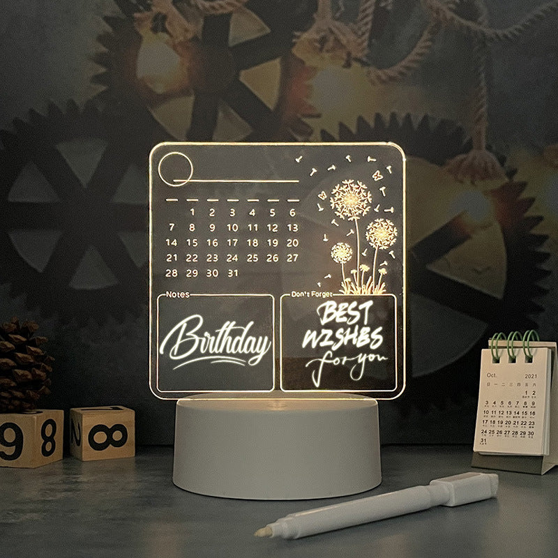 Tablero Calendario Acrílico con Luz LED – Decoración Escritorio