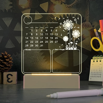 Tablero Calendario Acrílico con Luz LED – Decoración Escritorio
