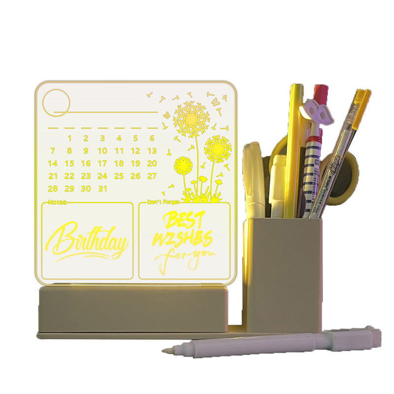 Tablero Calendario Acrílico con Luz LED – Decoración Escritorio
