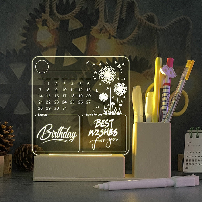 Tablero Calendario Acrílico con Luz LED – Decoración Escritorio