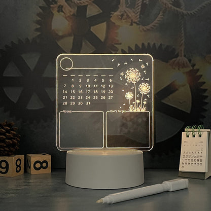 Tablero Calendario Acrílico con Luz LED – Decoración Escritorio