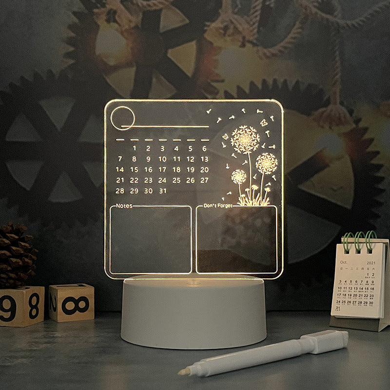 Tablero Calendario Acrílico con Luz LED – Decoración Escritorio